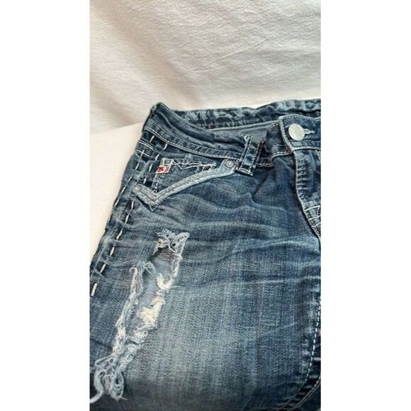 MEK St Louis Boot CutJeans SZ 26/32 DISTRESSED BoHo Festival Biker Clubwear - Picture 3 of 12